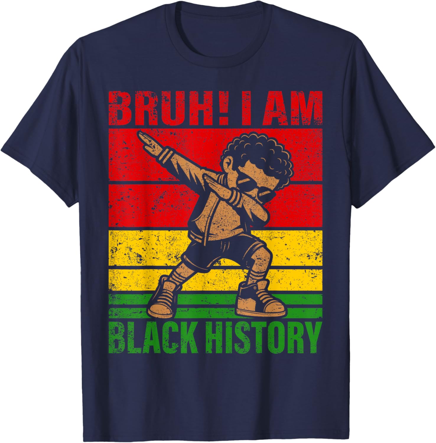 Bruh I Am Black History Kids Boys Men Black History Month T-Shirt - T-Shirt | Navy