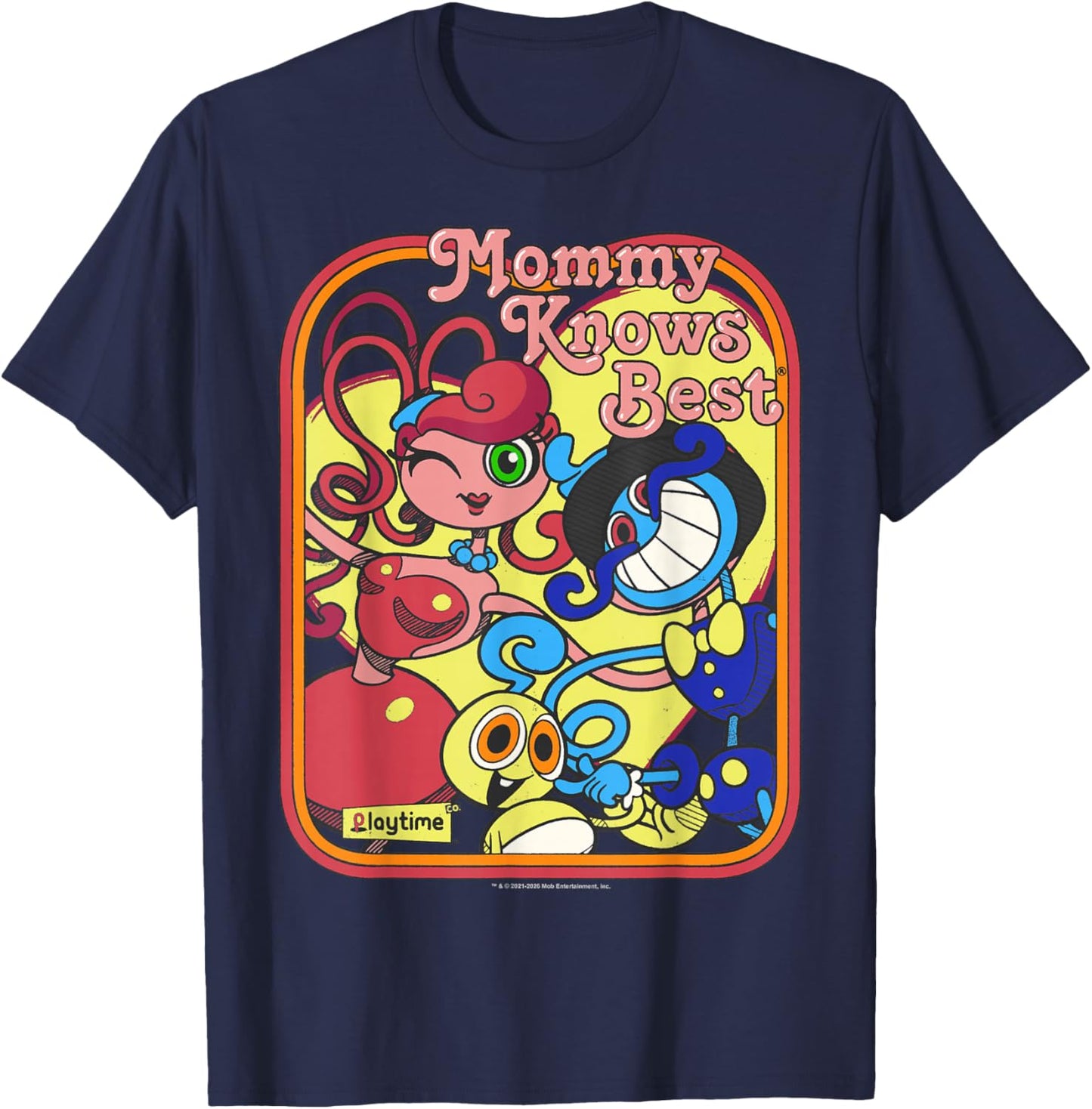 Poppy Playtime Mommy Knows Best Long Legs Family Portrait T-Shirt - T-Shirt | Navy