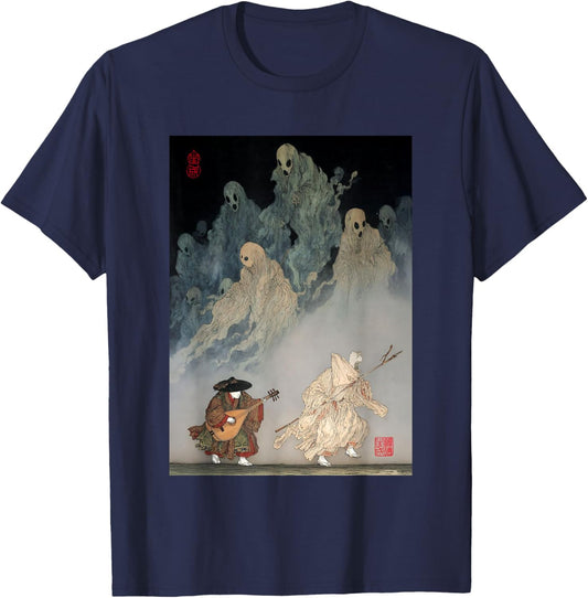 Hyakki Yagyo Vintage Japanese Yokai Parade Ukiyo-E Newspaper T-Shirt - T-Shirt | Navy