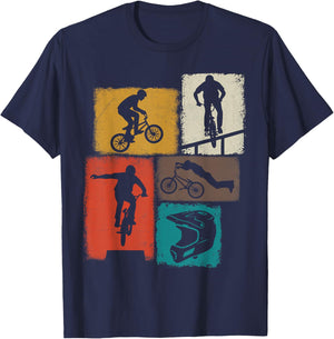BMX Bike Collage Men Rider Kids Cyclist Biker Youth Boys T-Shirt - T-Shirt | Navy