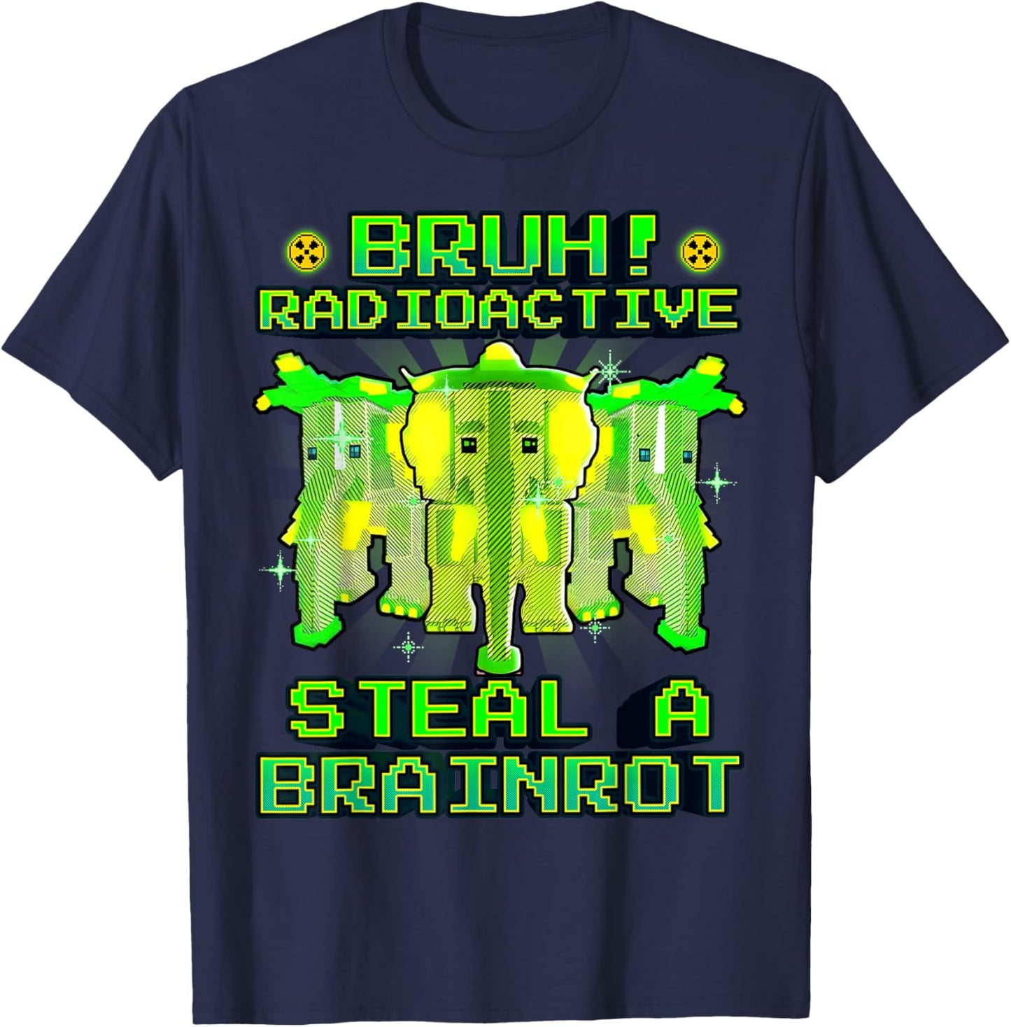 Bruh Radioactive Strawberry Elephant Funny Brainrot for Kids T-Shirt - T-Shirt | Navy