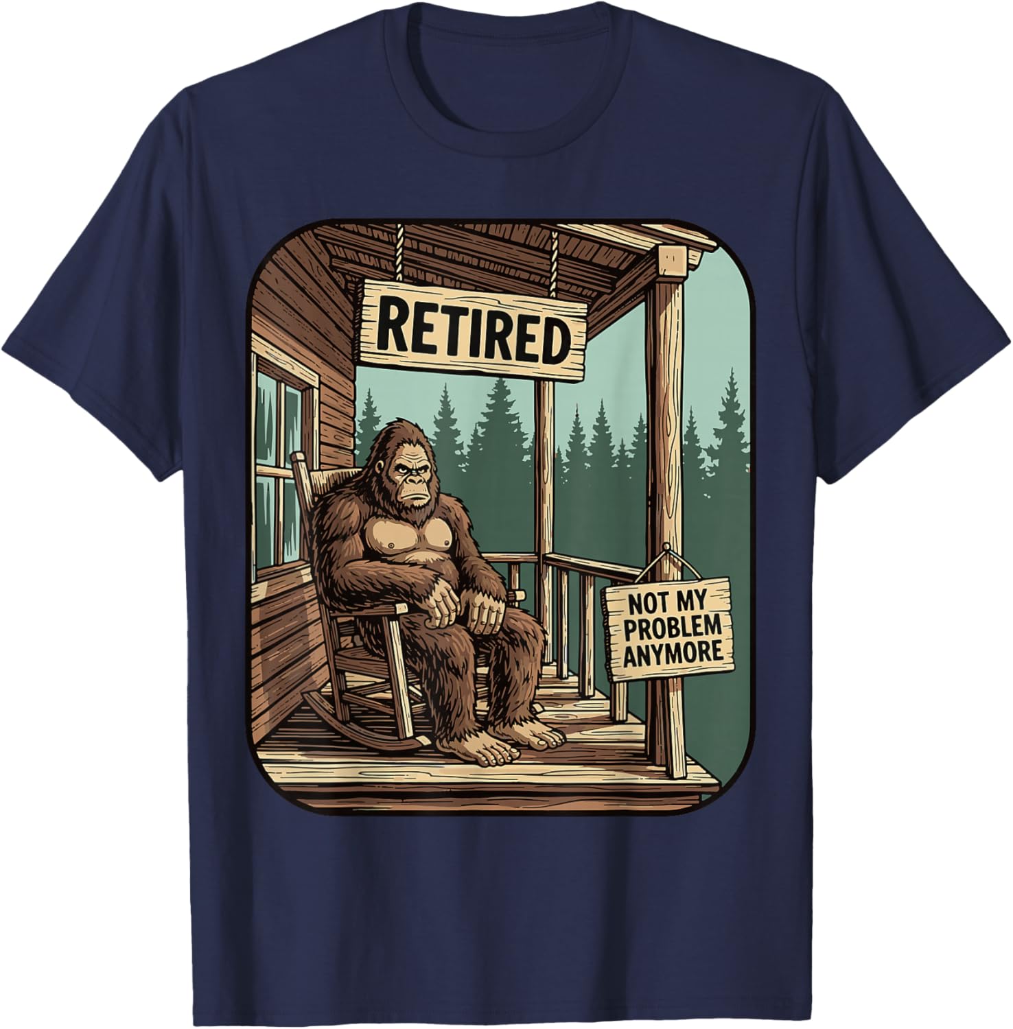 Retired Women Funny Retirement Bigfoot T-Shirt - T-Shirt | Navy