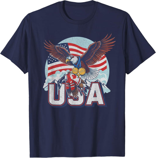 USA Eagle Carrying Canadian Goose T-Shirt - T-Shirt | Navy