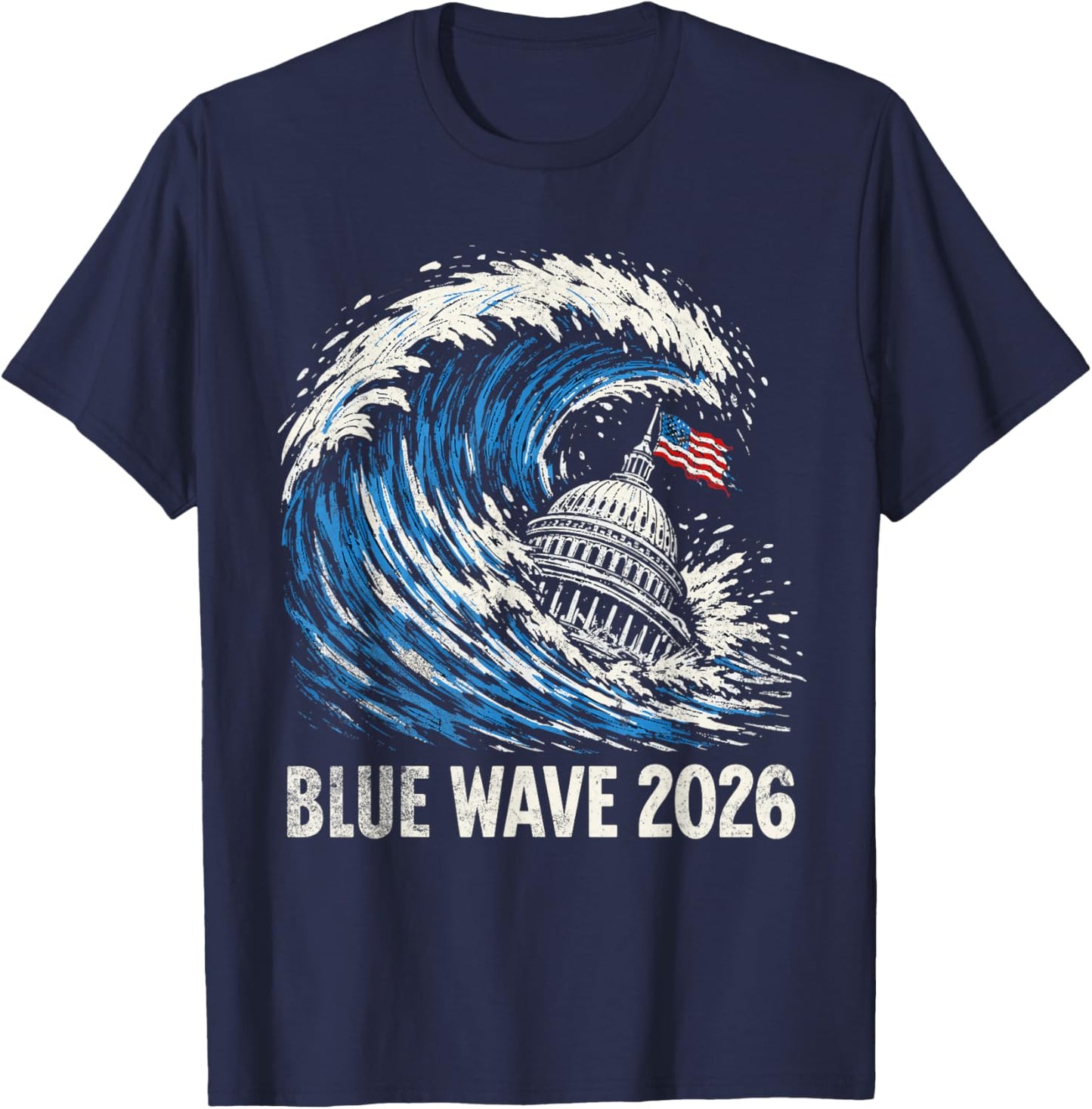 Blue Wave 2026 Vote Midterms T-Shirt - T-Shirt | Navy