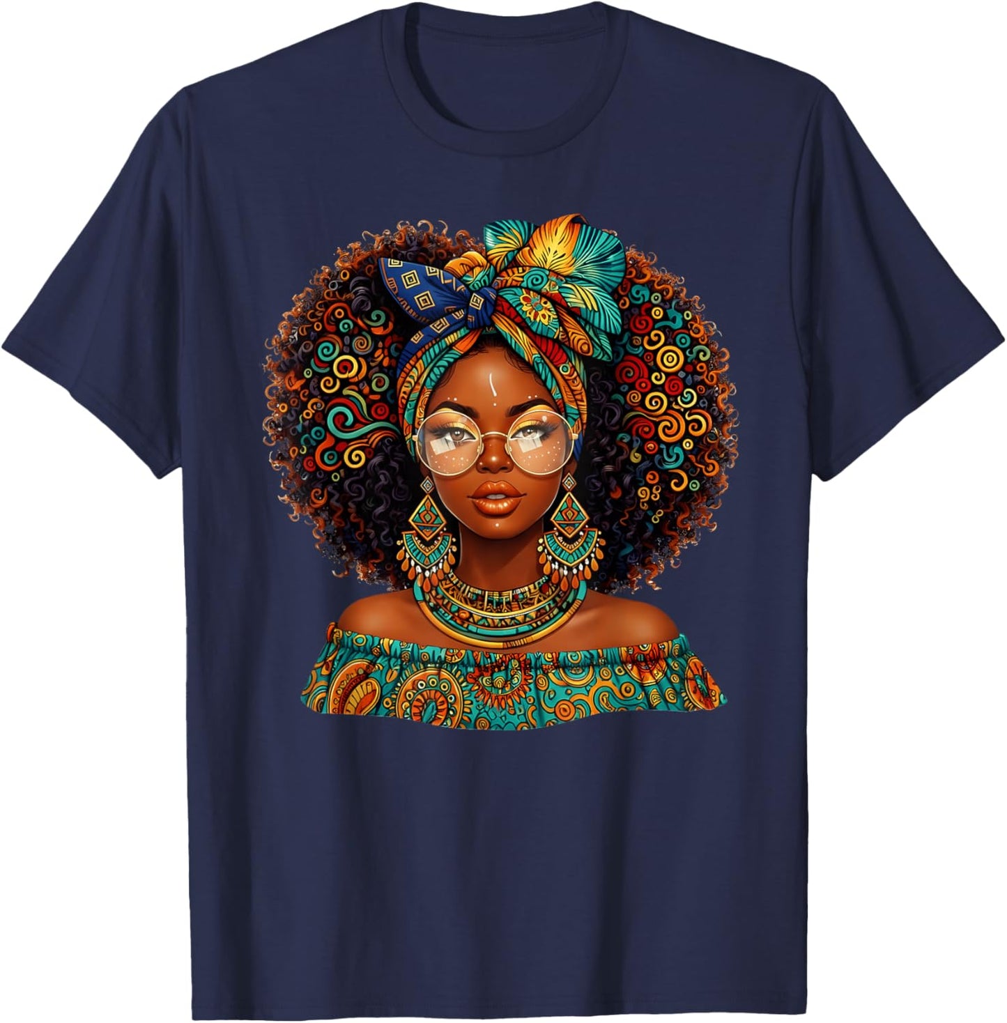 Black History Afro Melanin Queen African American Women Girl T-Shirt - T-Shirt | Navy