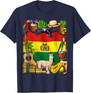 Bolivia Flag Bolivian Heritage Bolivian Roots Proud Bolivian T-Shirt - T-Shirt | Navy