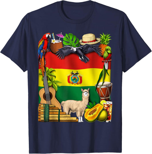 Bolivia Flag Bolivian Heritage Bolivian Roots Proud Bolivian T-Shirt - T-Shirt | Navy