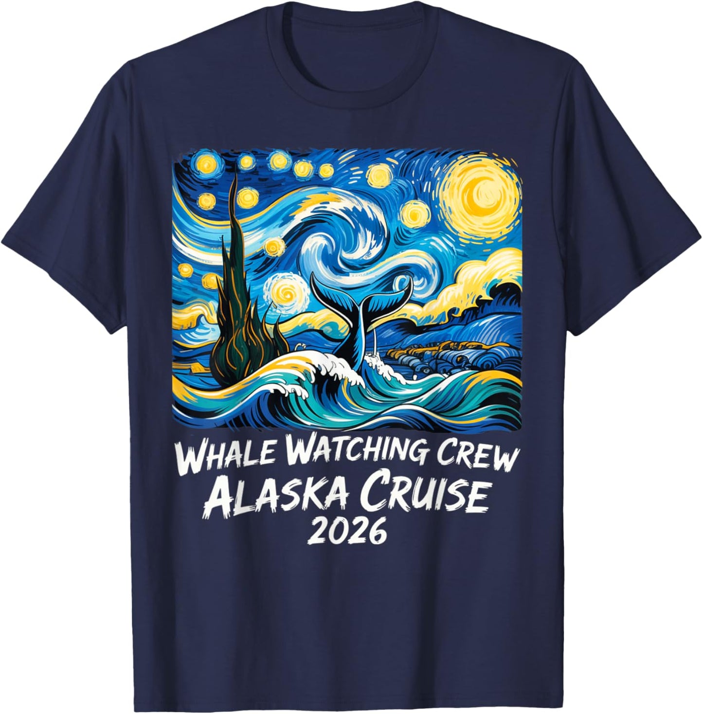 Whale Watching Crew Alaska Cruise 2026 in Starry Night T-Shirt - T-Shirt | Navy