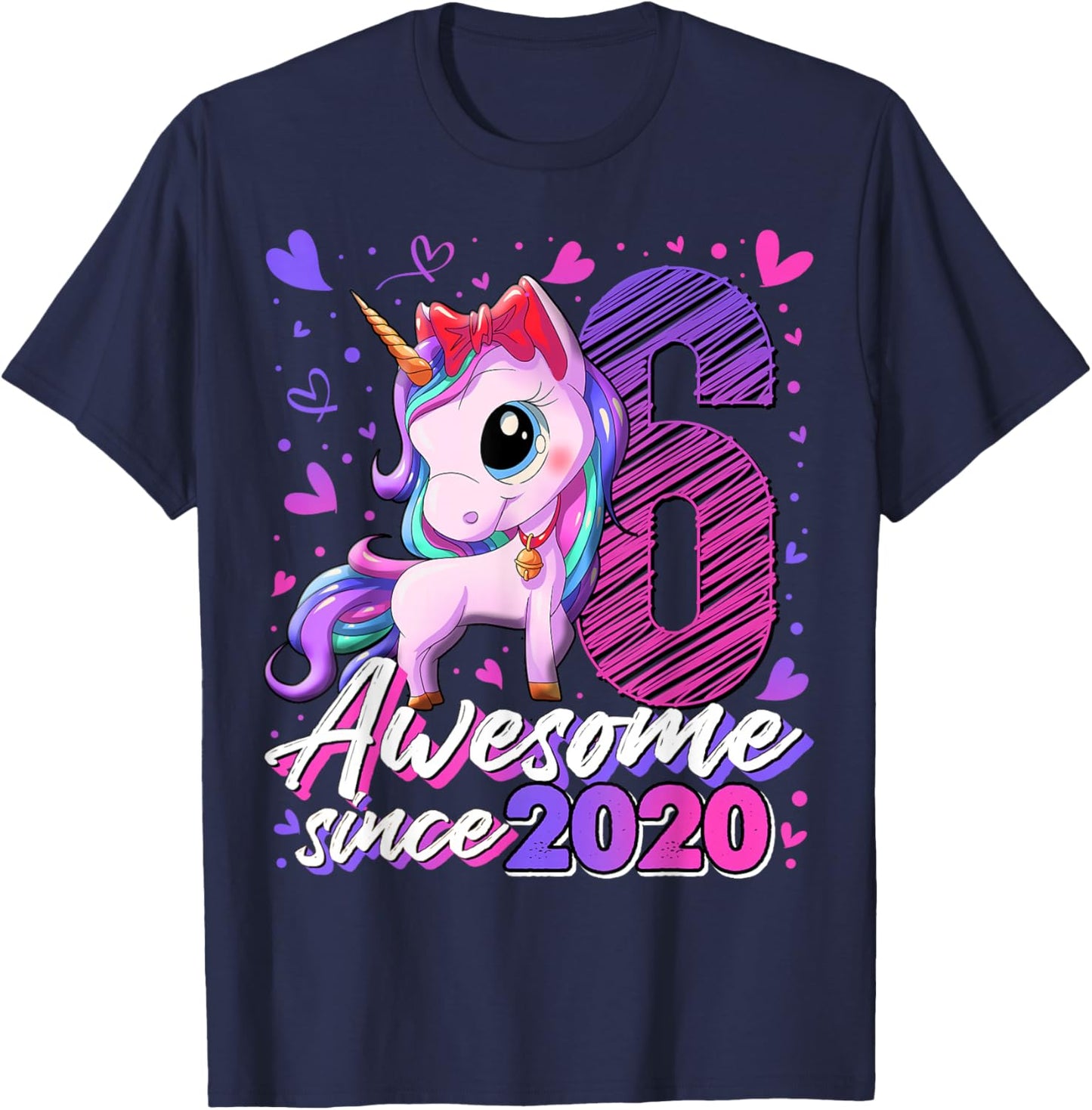 6th Birthday Shirt Girl 6 Year Old Gifts 6 Birthday Girl T-Shirt - T-Shirt | Navy