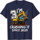 Birthday Excavator Truck 3 Year Old Boys 3rd Party Born 2023 T-Shirt - T-Shirt | Navy