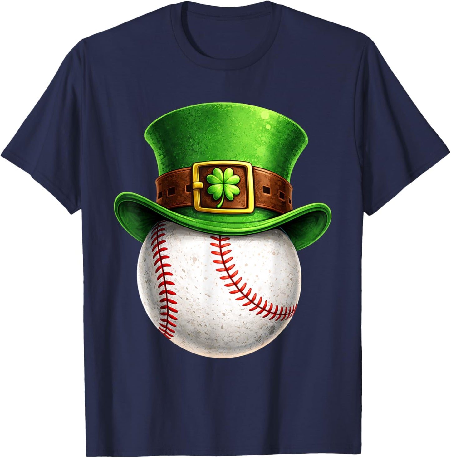 Baseball St Patricks Day Men Boys Kids Sport Green Shamrock T-Shirt - T-Shirt | Navy
