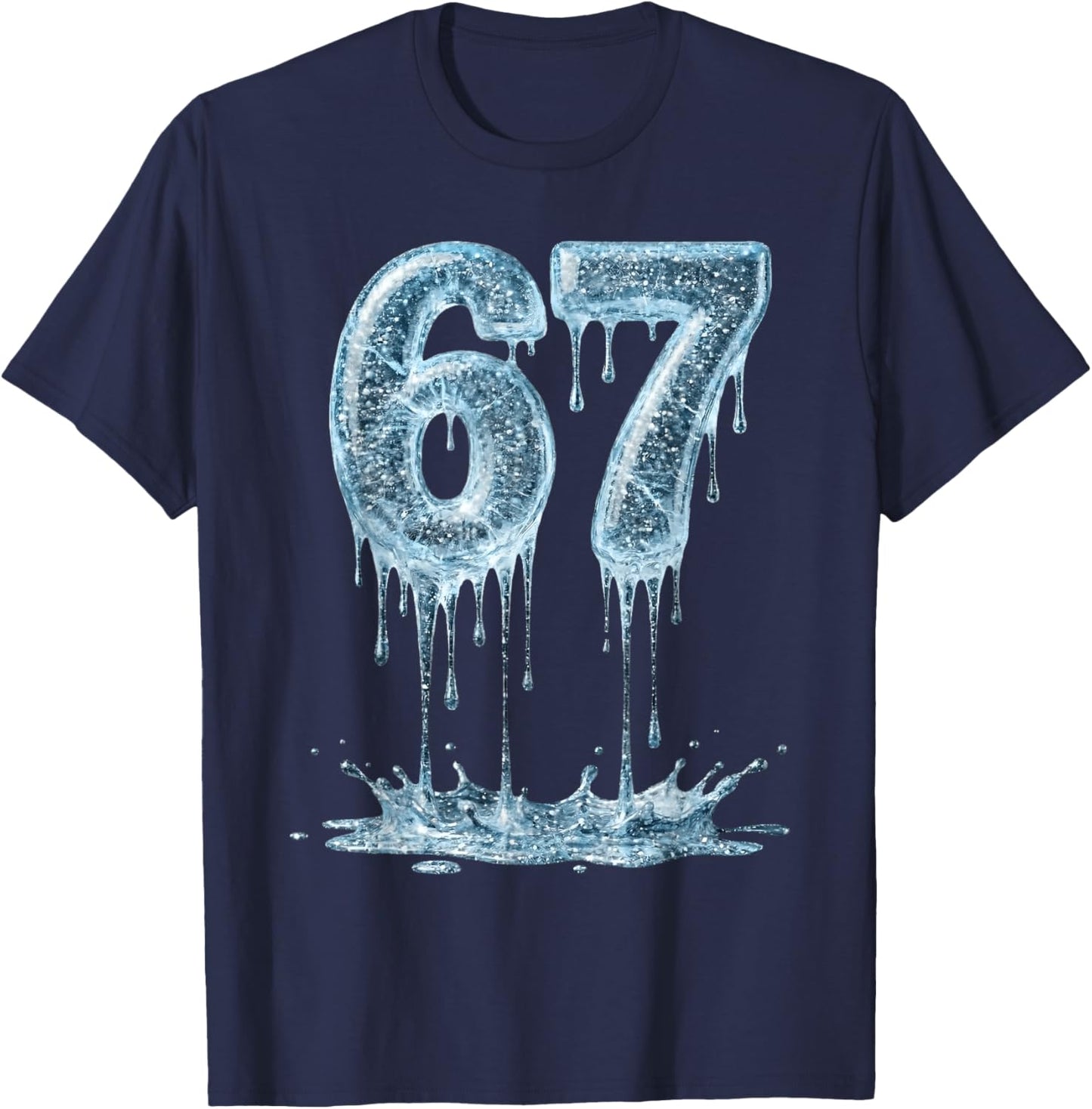 Funny Six Seven 6 7 Meme Ice Dripping 6-7 Youth 67 Drip T-Shirt - T-Shirt | Navy