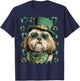 Shih Tzu with Shamrocks Hearts Sunglasses St Patricks Day T-Shirt - T-Shirt | Navy