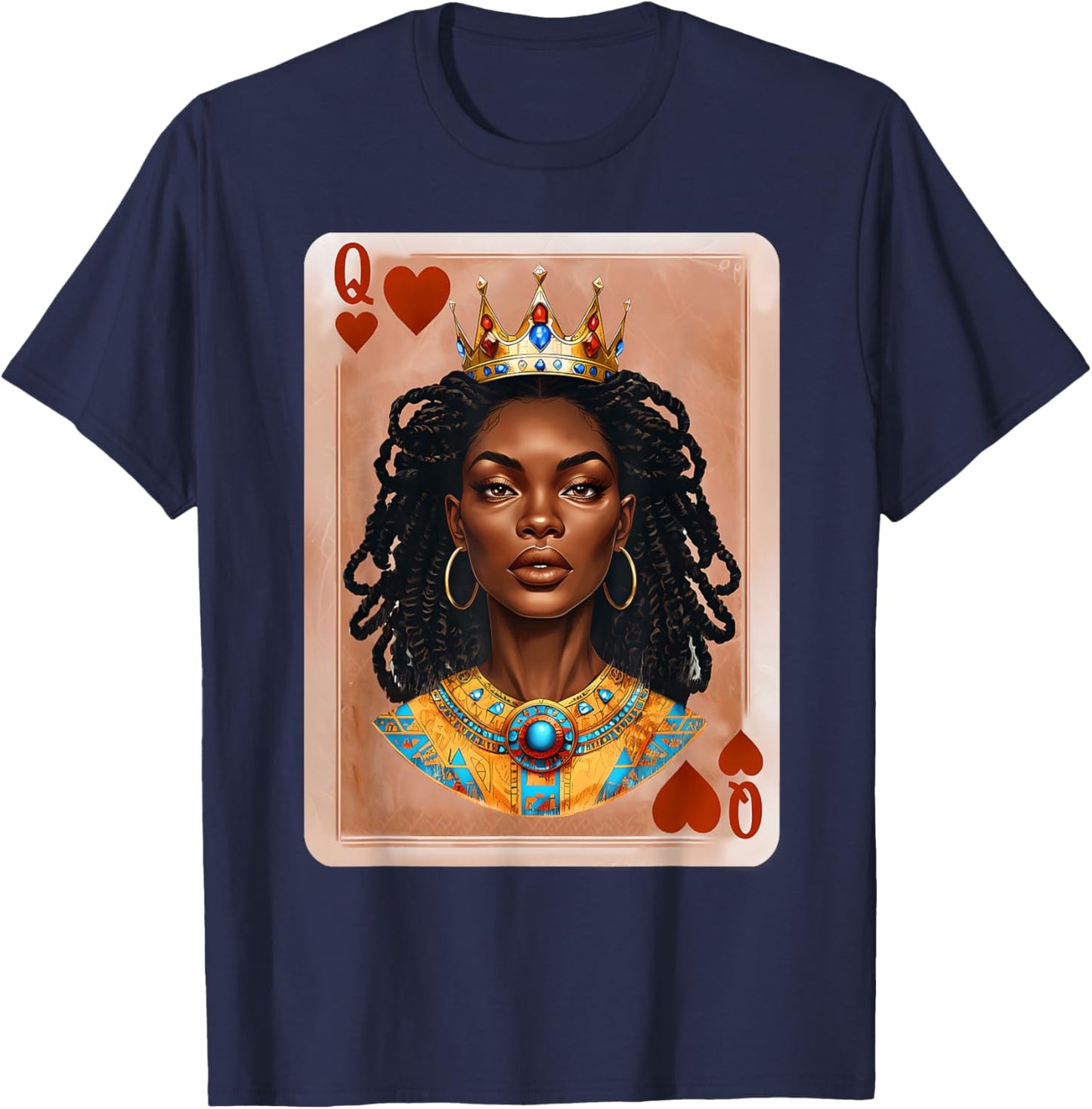 Black History Black Queen Hearts Afro Dope Melanin Woman T-Shirt - T-Shirt | Navy