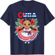 Cute Cuba Cuban Girl Traditional Dress Tropical Flowers T-Shirt - T-Shirt | Navy