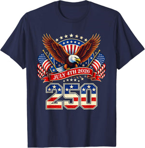 250 Years American 1776 2026 250th 4th July Independence Day T-Shirt - T-Shirt | Navy