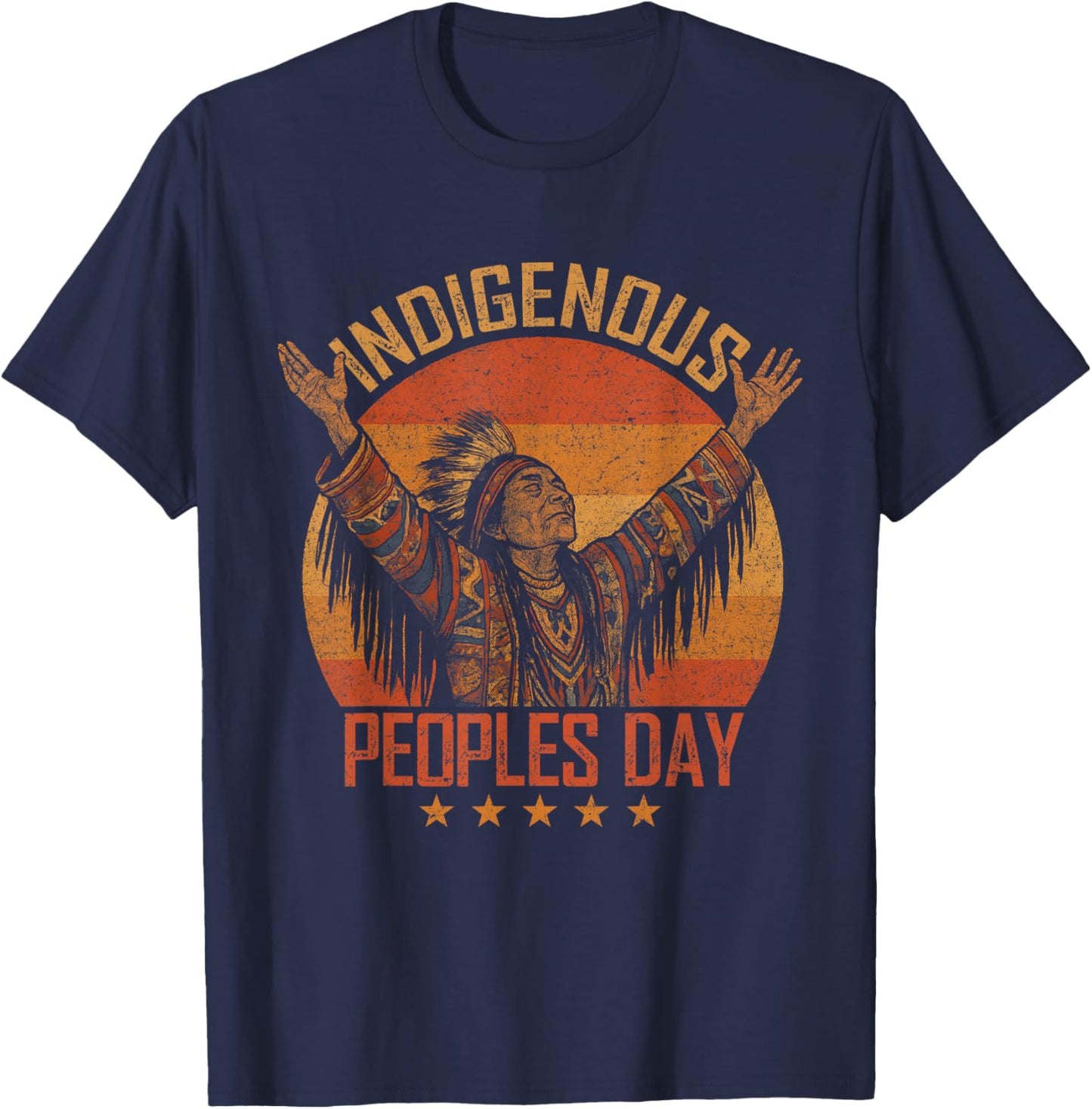 Indigenous Peoples Day Vintage Native American T-Shirt - T-Shirt | Navy