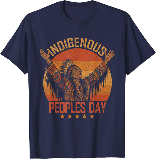 Indigenous Peoples Day Vintage Native American T-Shirt - T-Shirt | Navy