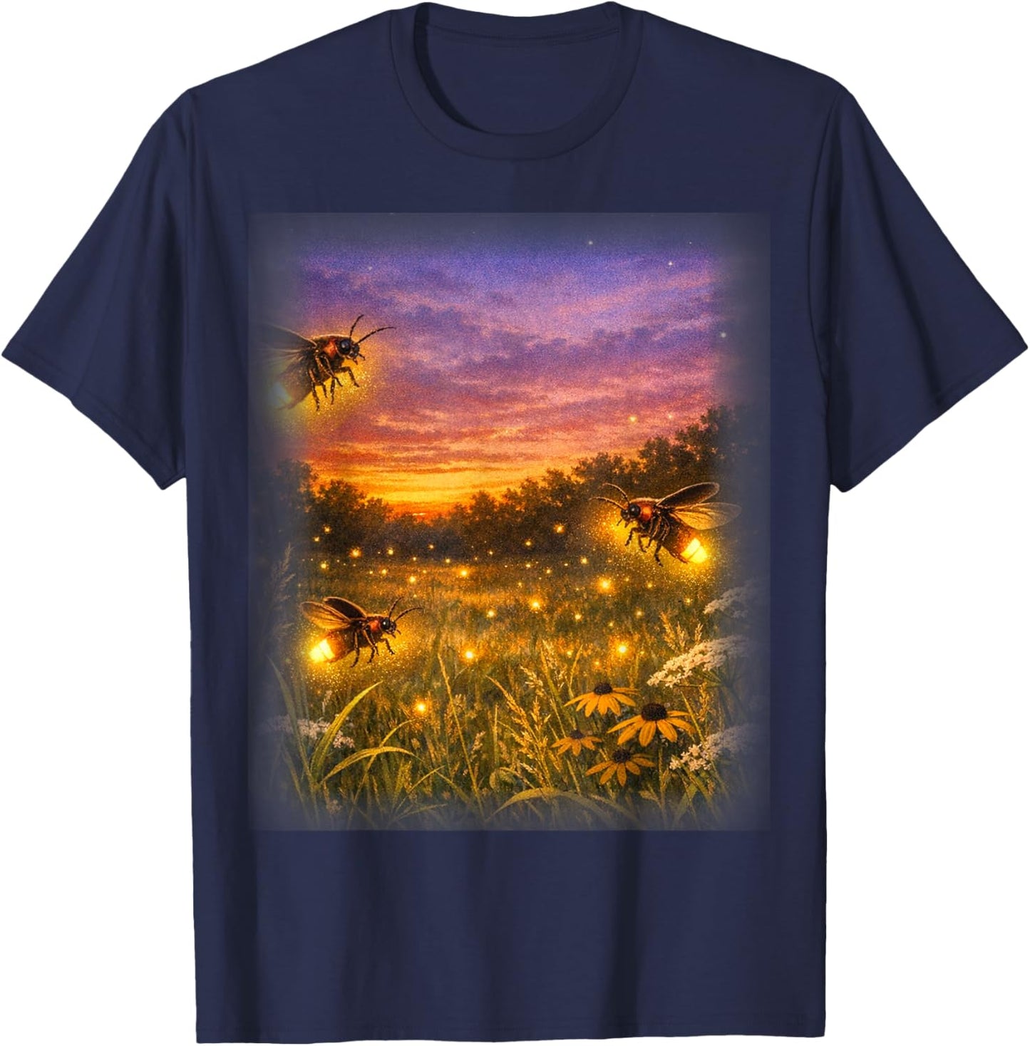 Firefly Lightning Bug Vintage 90s Wildlife Summer Insect T-Shirt - T-Shirt | Navy