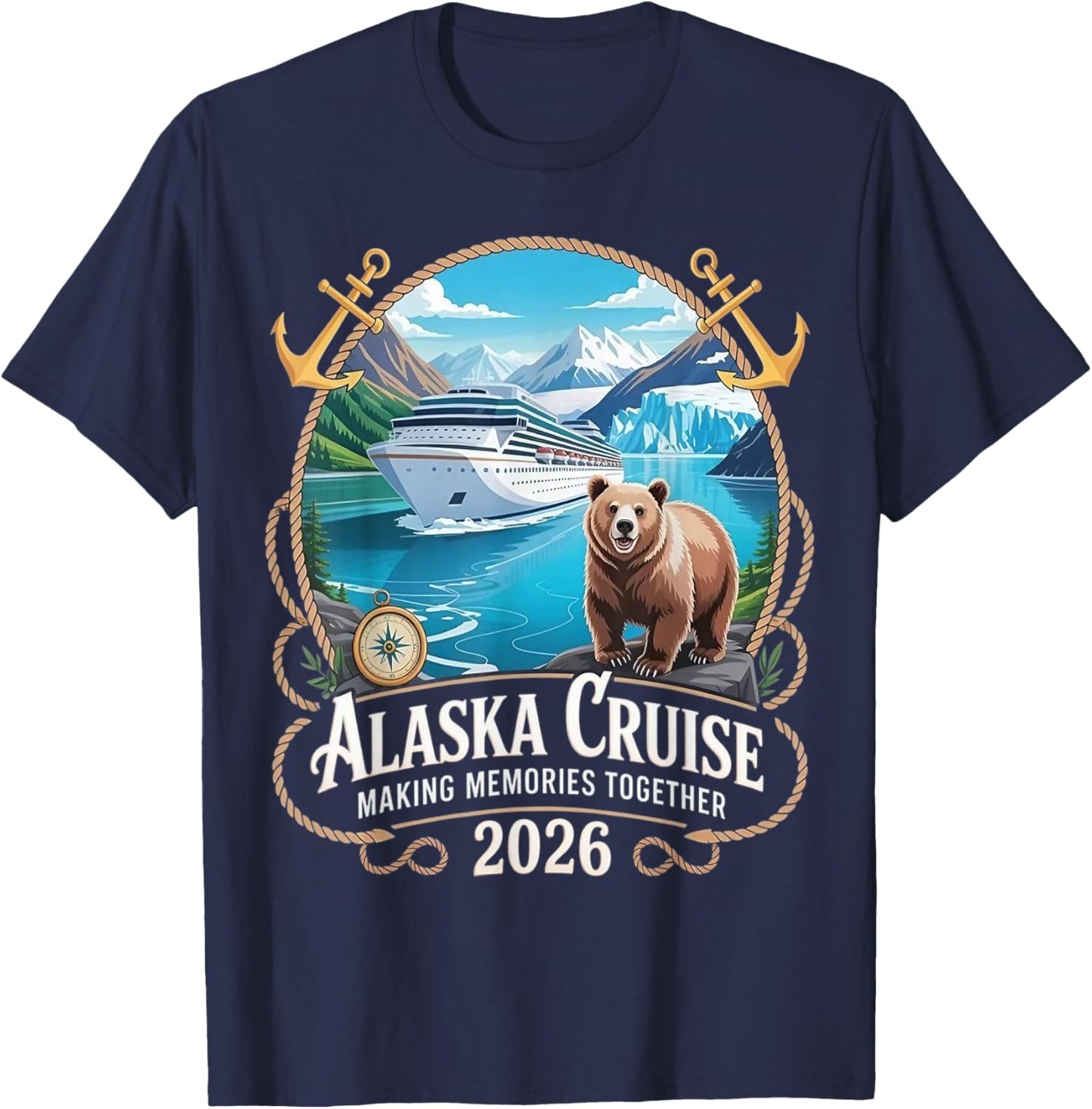 Matching Family Friends and Group Alaska Cruise 2026 T-Shirt - T-Shirt | Navy