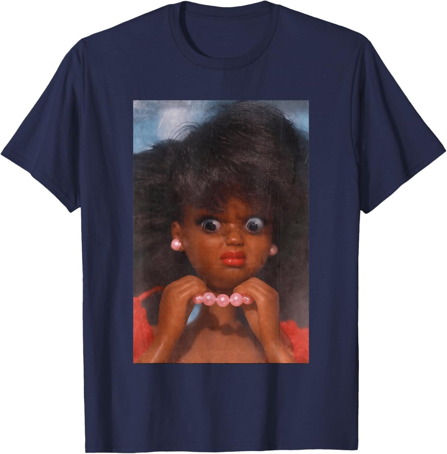 Black Disgusted Doll face Meme Funny Disgusting Joke T-Shirt - T-Shirt | Navy