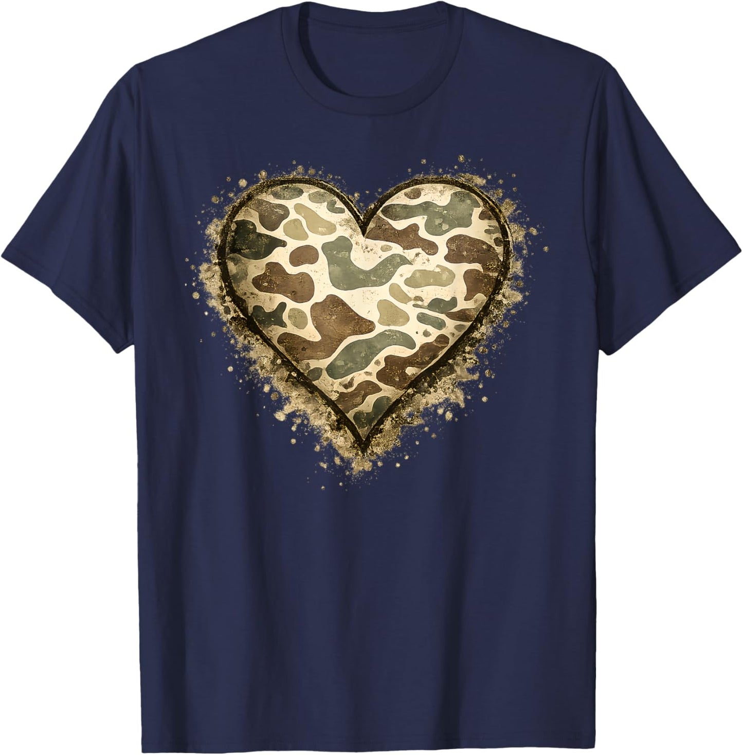 Valentines Camo Heart Love Hunting Tactical Men Women Kids T-Shirt - T-Shirt | Navy