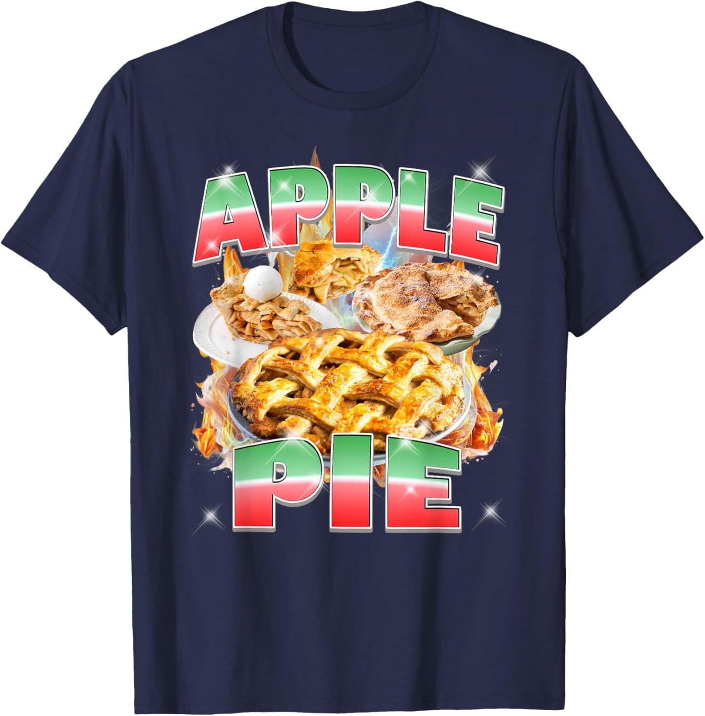 Thanksgiving Apple Pie Bootleg 90's Rap Rock Vintage Funny T-Shirt - T-Shirt | Navy