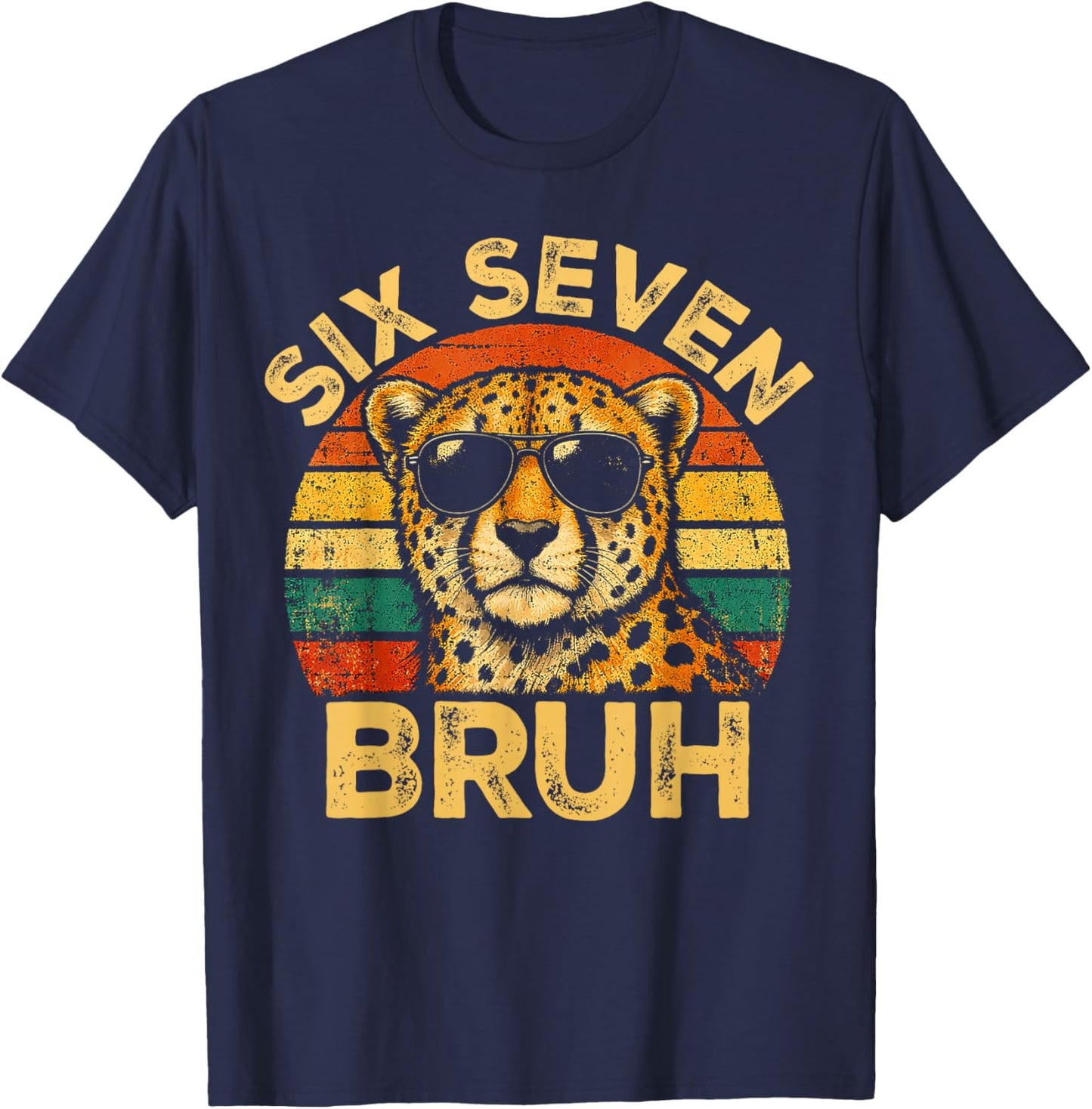 Boys Animal Print Clothes 67 Meme Cheetah Six Seven Bruh T-Shirt - T-Shirt | Navy