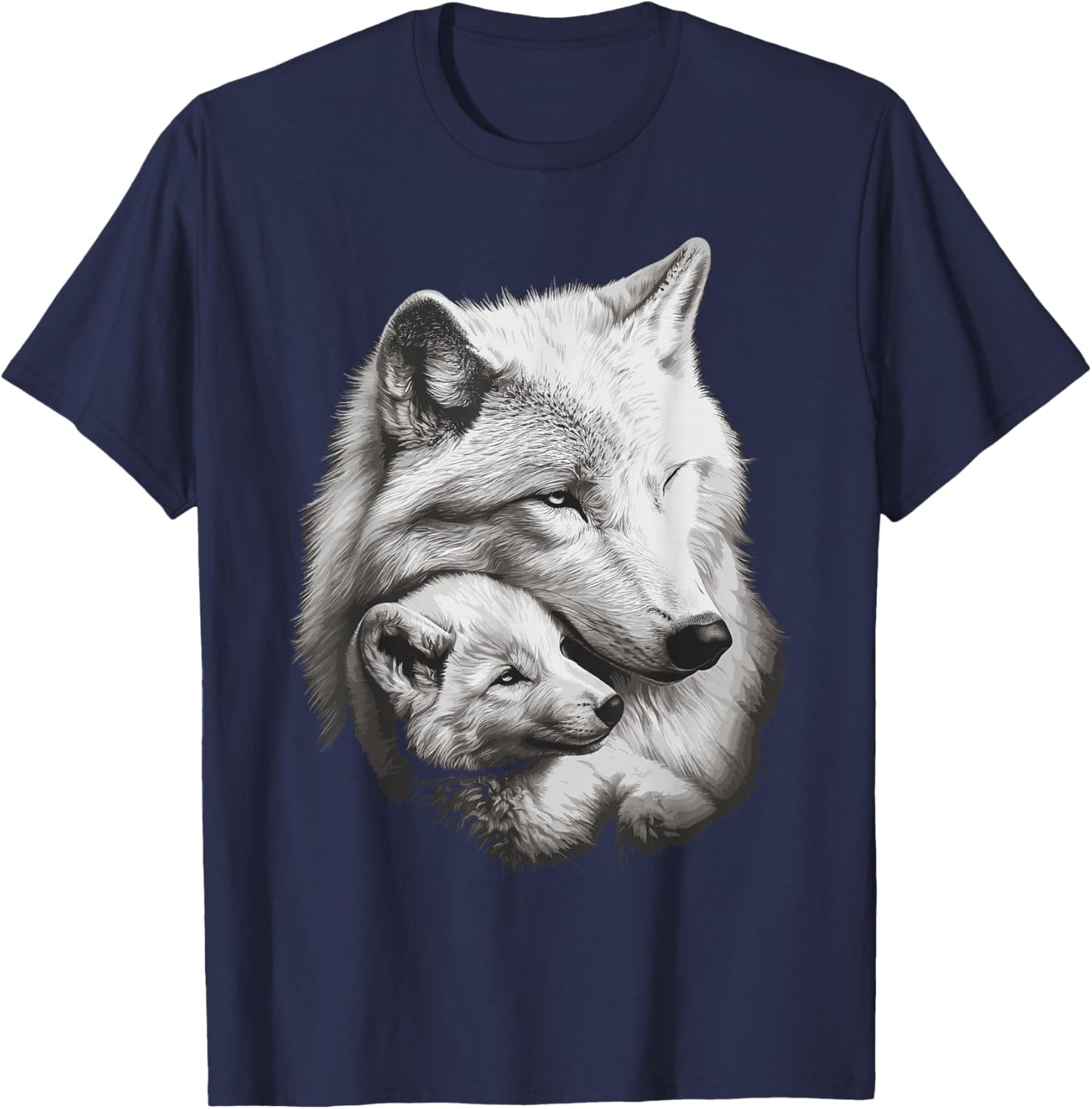 Wolf and Wolf Cub Men Wolf Lover Women Girls Cute Wolf T-Shirt - T-Shirt | Navy