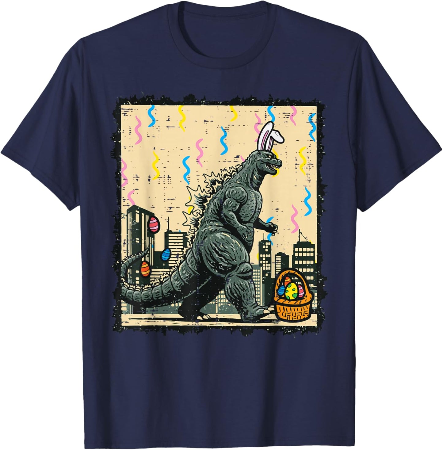 Easter Japanese Monster Bunny Ears Egg Kaiju Men Women Kids T-Shirt - T-Shirt | Navy