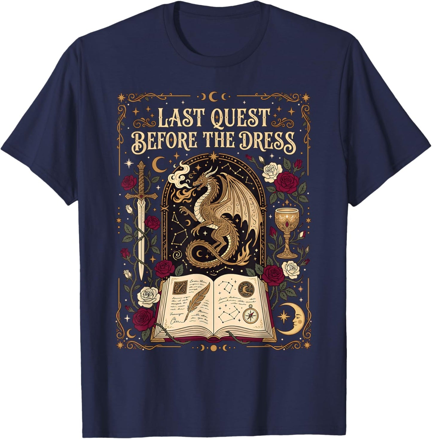 Last Quest Before Dress Fantasy Bachelorette Party Bride T-Shirt - T-Shirt | Navy