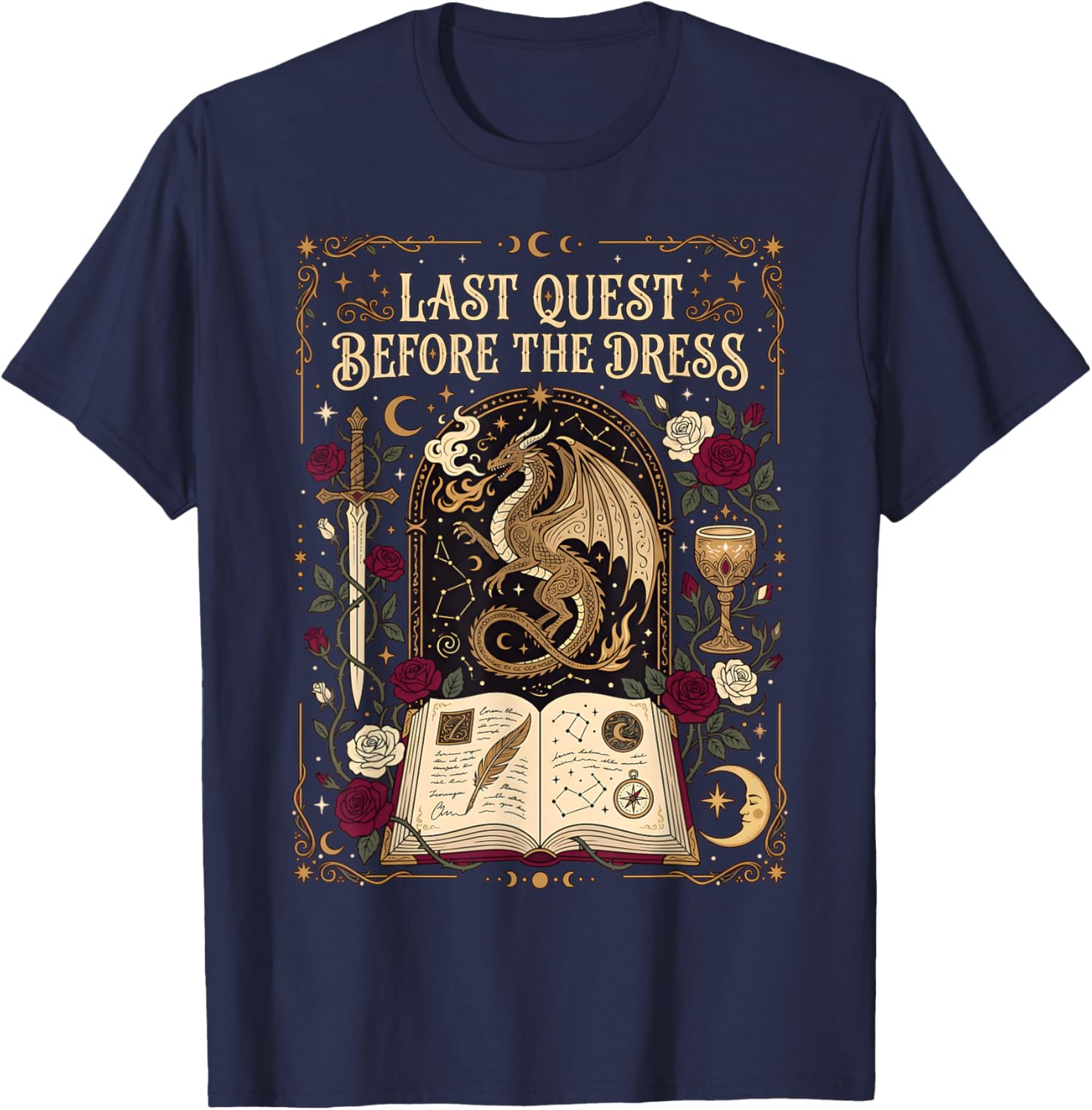 Last Quest Before Dress Fantasy Bachelorette Party Bride T-Shirt - T-Shirt | Navy