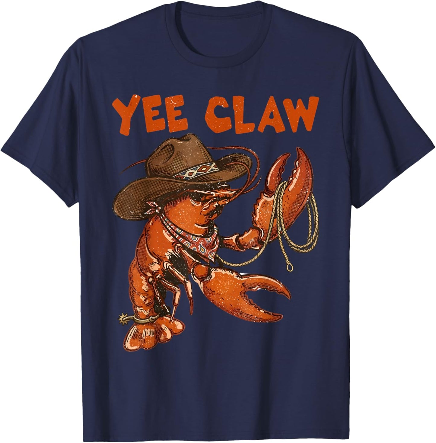 Yee Claw! Funny Lobster Cowboy Seafood Festival T-Shirt - T-Shirt | Navy