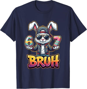 Easter Bunny Meme Bruh – Funny 6 7 Easter Eggs Design Gamers T-Shirt - T-Shirt | Navy