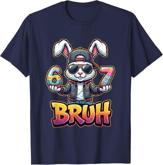 Easter Bunny Meme Bruh – Funny 6 7 Easter Eggs Design Gamers T-Shirt - T-Shirt | Navy