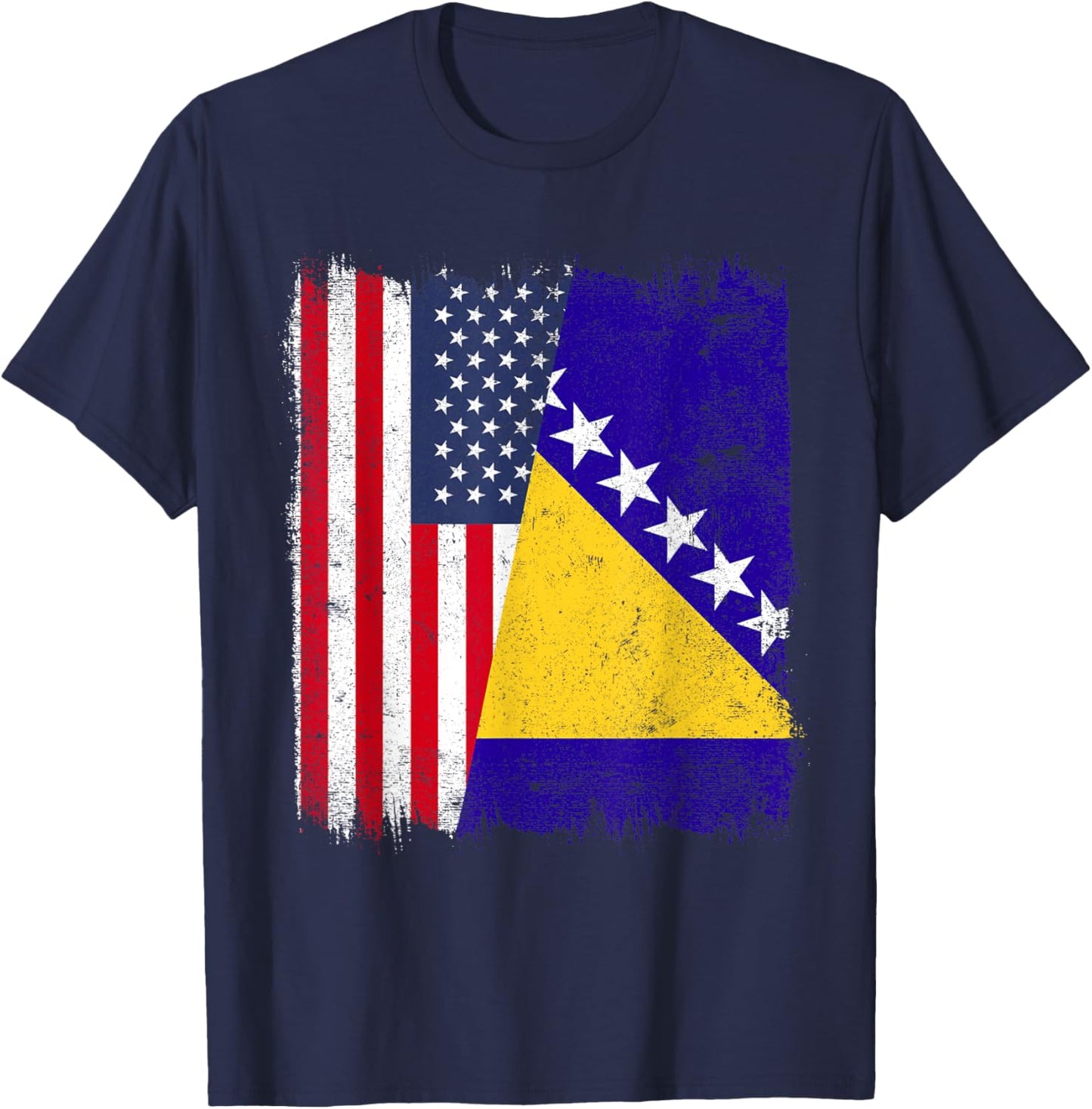 USA Bosnia and Herzegovina Half Flag America Bosnia Jersey T-Shirt - T-Shirt | Navy