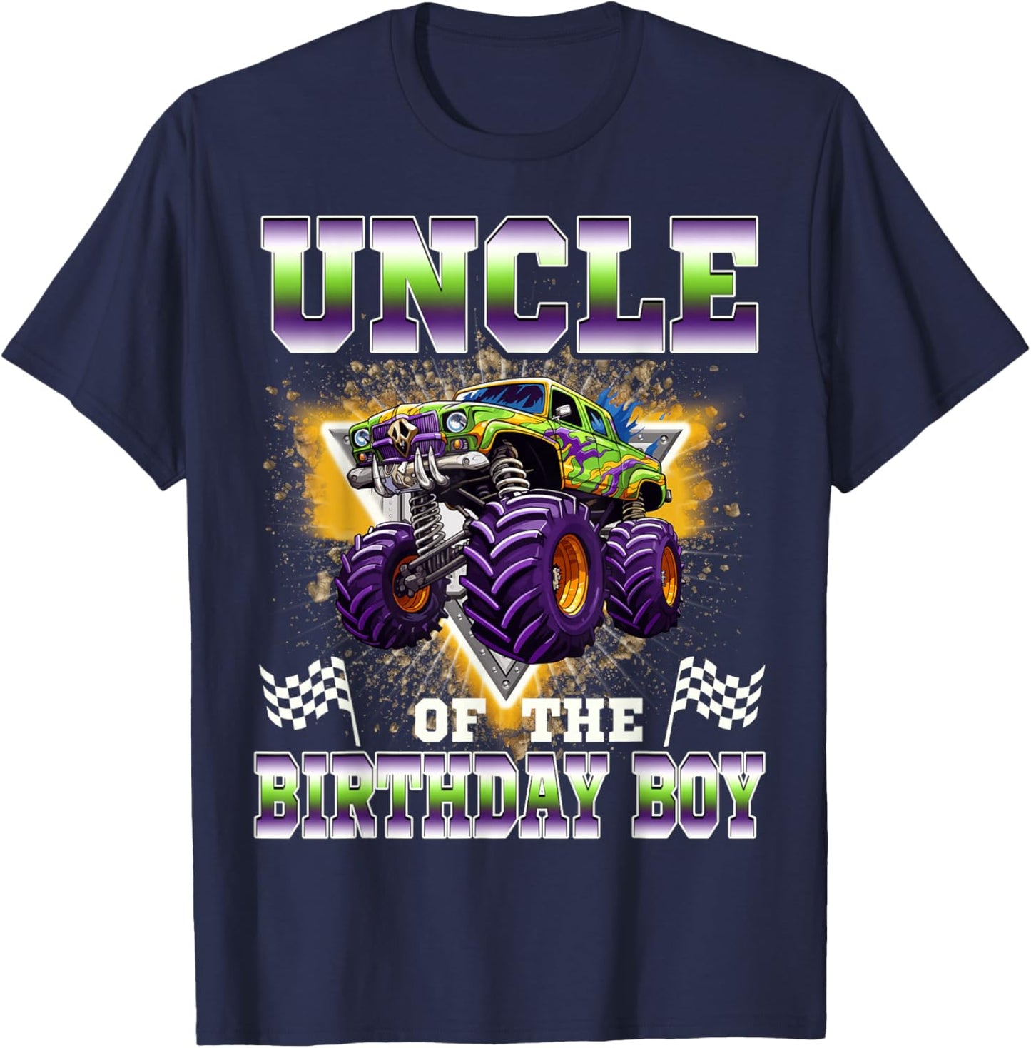 Uncle of The Birthday Boy Monster Truck Birthday Family T-Shirt - T-Shirt | Navy