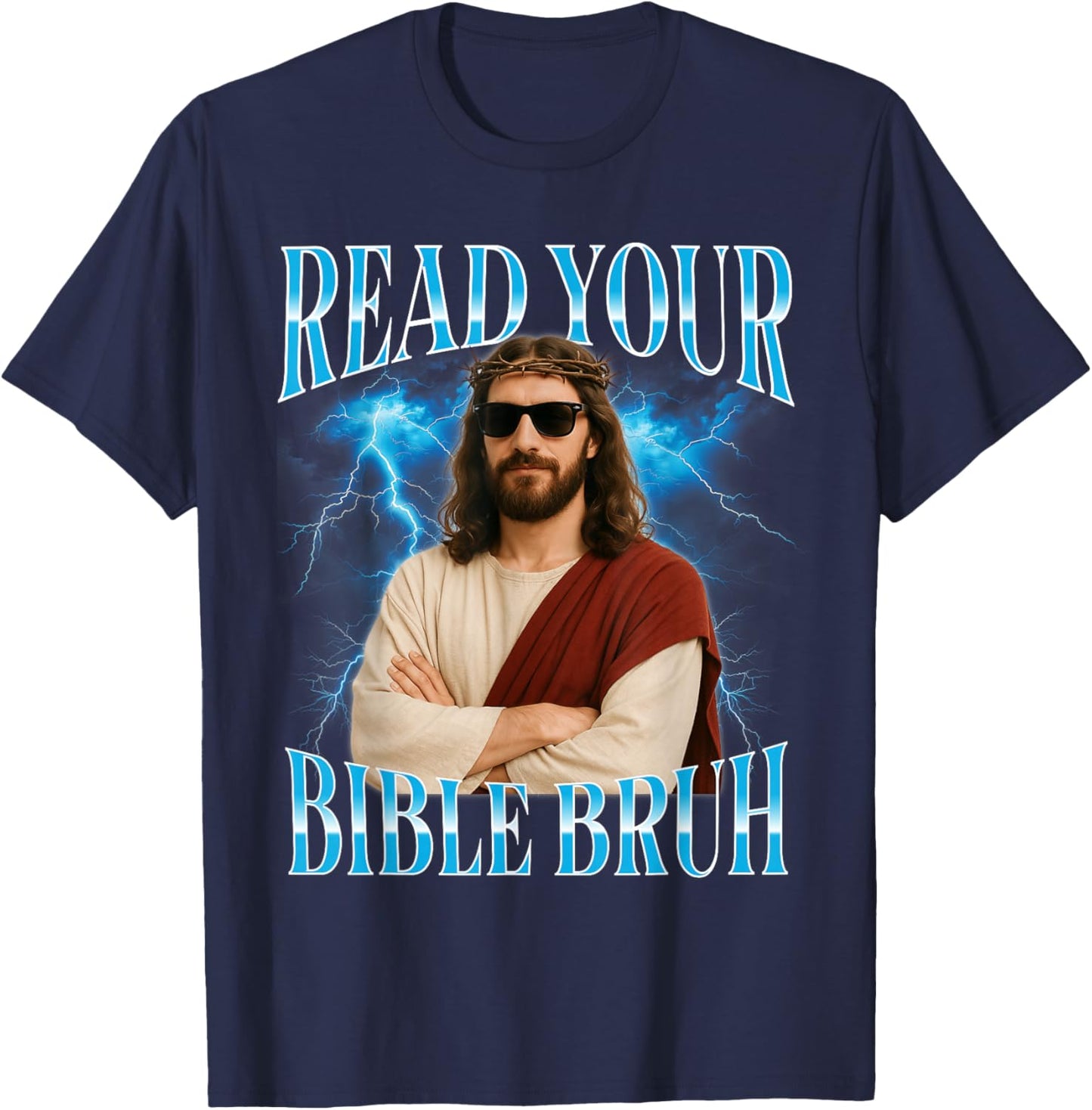 Funny Christian Read Your Bible Bruh T-Shirt - T-Shirt | Navy