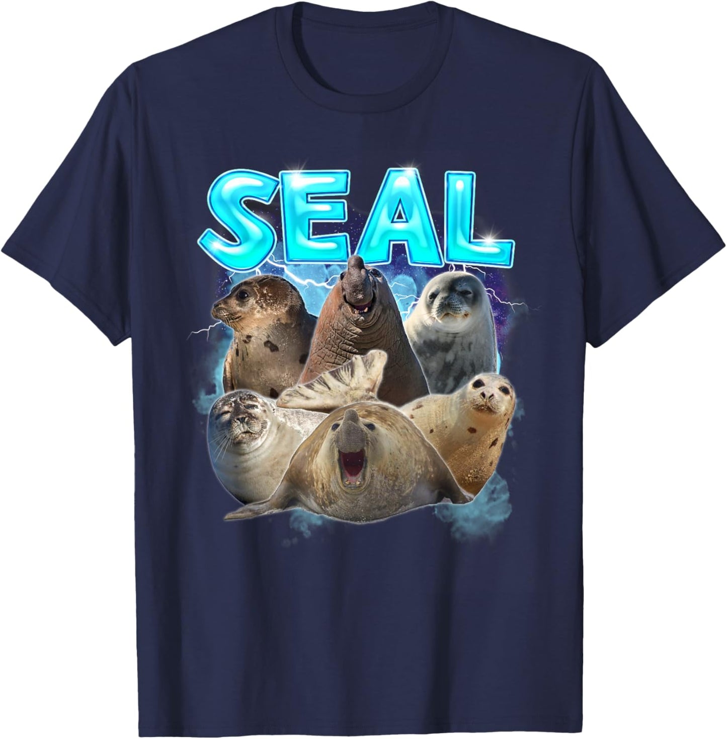 Seal Meme Lover Funny Animal Lover Sea Lion Humor Hilarious T-Shirt - T-Shirt | Navy