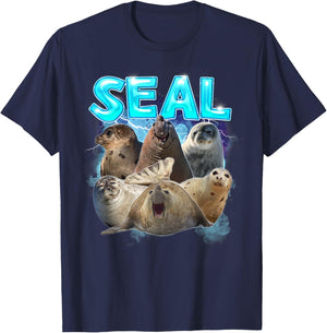 Seal Meme Lover Funny Animal Lover Sea Lion Humor Hilarious T-Shirt - T-Shirt | Navy