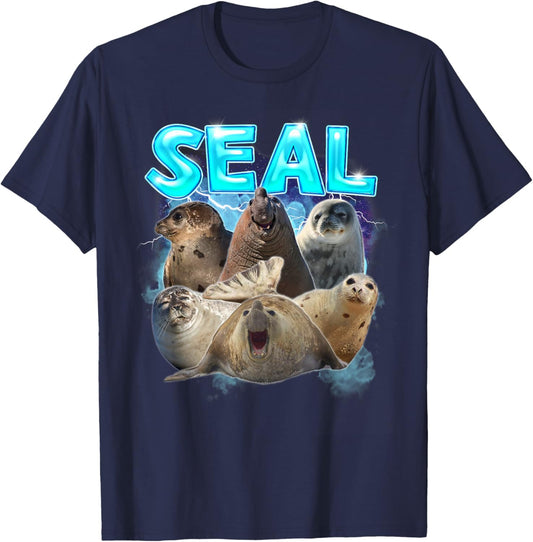 Seal Meme Lover Funny Animal Lover Sea Lion Humor Hilarious T-Shirt - T-Shirt | Navy