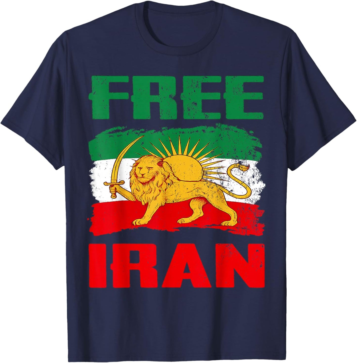 Iran Flag Lion Sun Persian Pride Iranian T-Shirt - T-Shirt | Navy