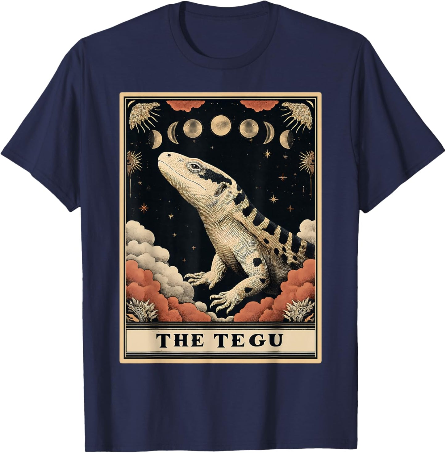 The Tegu Argentine Black and White Lizard Tarot Card Witchy T-Shirt - T-Shirt | Navy