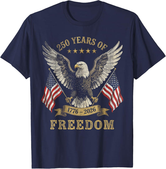 250 Years of Freedom America 1776 2026 T-Shirt - T-Shirt | Navy