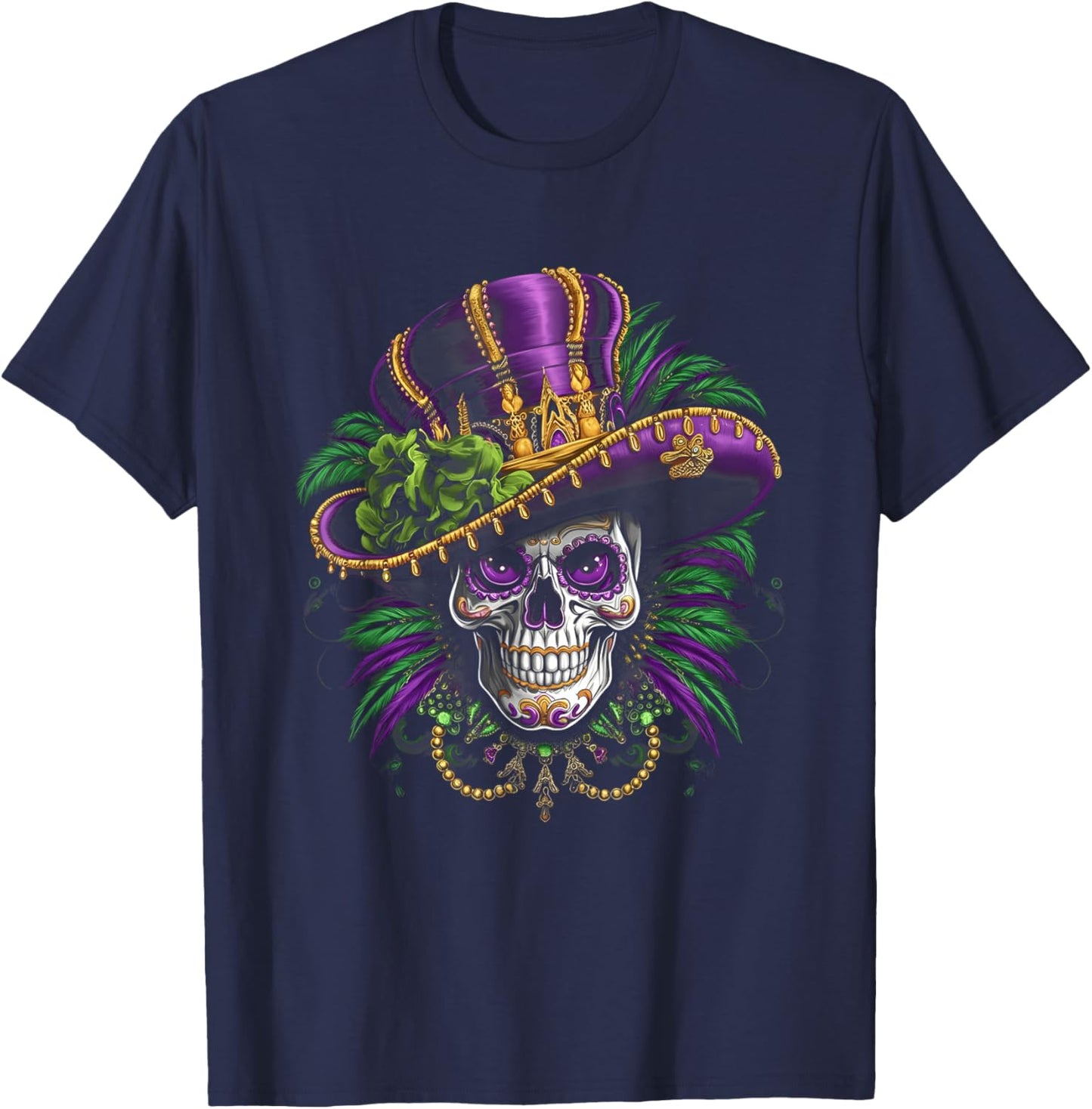 Mardi Gras Costume Sugar Skull Carnival New Orleans Trip T-Shirt - T-Shirt | Navy