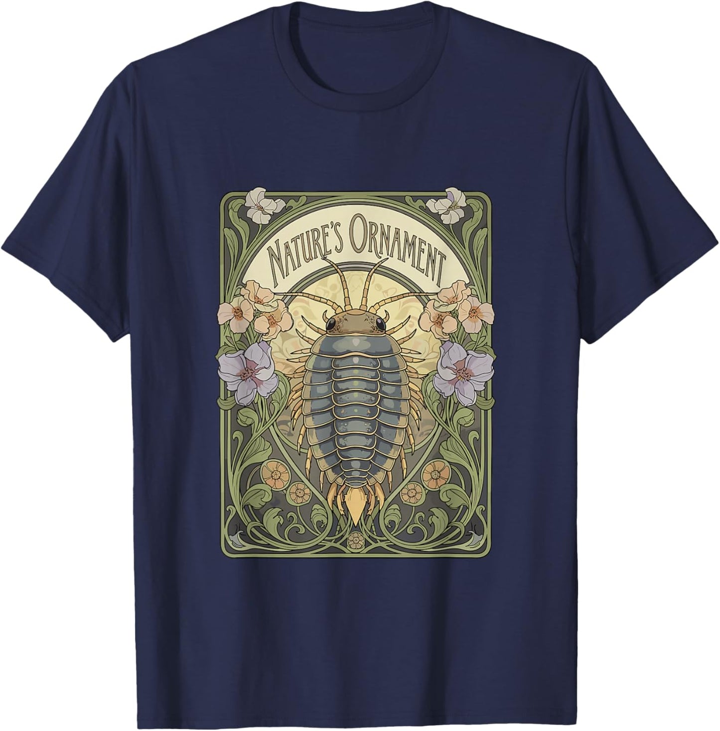 Nature’s Ornament Elegant Isopod Art Nouveau Collector T-Shirt - T-Shirt | Navy