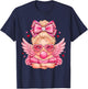 Leopard Bow Cupid Valentine Day Cute Cupid Blowing Bubble T-Shirt - T-Shirt | Navy