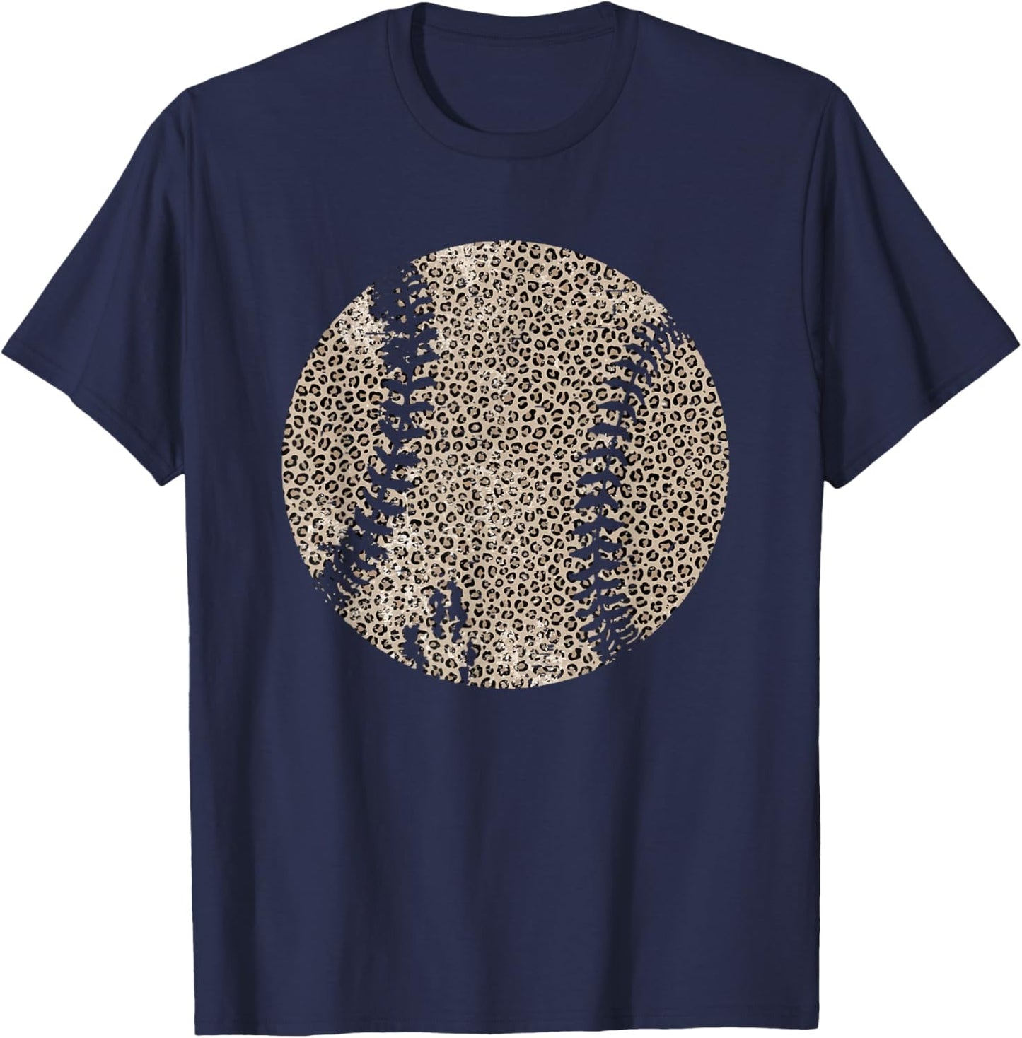 Vintage Leopard Baseball Softball Mama Funny Game Day Sport T-Shirt - T-Shirt | Navy
