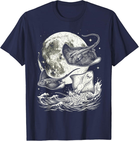 Stingray 90s Style Vintage Aesthetic Y2K Stingray Graphic T-Shirt - T-Shirt | Navy