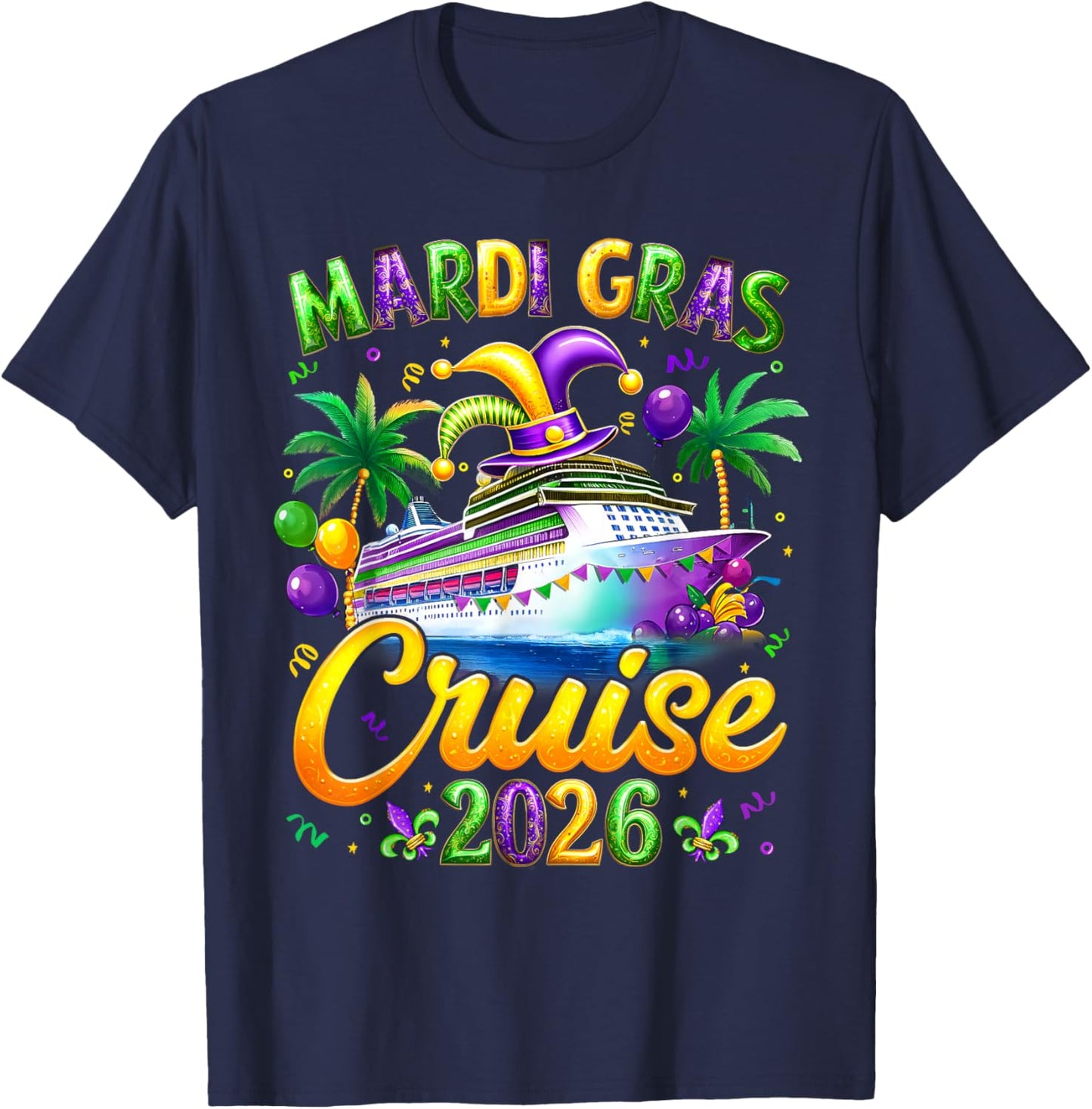 Mardi Gras Cruise 2026 Carnival New Orleans Fleur De Lis T-Shirt - T-Shirt | Navy